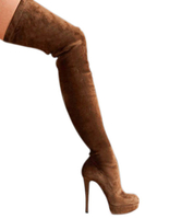 Overknees Stiefel mit Stilettos Nubukleder Damen Winter Schuhe