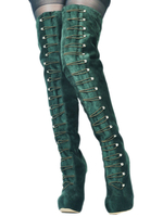 Overknees Stiefel mit Stilettos Nubukleder und Nieten Damen Winter Schuhe