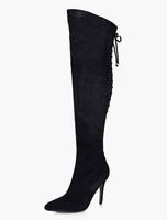 Overknees Stiefel mit Stilettos Veloursleder Bandage Damen Winter Schuhe