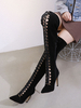 Overknees Stiefel mit Stilettos Veloursleder Damen Winter Schuhe