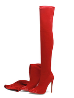 Overknees Stiefel mit Stilettos Veloursleder und Nieten Damen Winter Schuhe