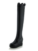 Overknees Stiefel PU mit Spitzen Damen Winter Schuhe