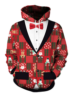 Paare montiert Hoodie Weihnachten Top rot Polyester Fasermuster Weihnachtsferien Kostüme