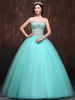Pageant Kleider Frauen Mint Green Strapless Tüll Perlen Schatz Quinceanera Dress