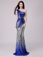 Pailletten Abendkleider One Shoulder Mermaid Prom Kleider