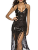 Pailletten Club Kleid Frau Fransen Ärmellos Glitter Backless Night Out Kleider