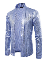 Pailletten Herren Jacke Schal Kragen Glitter Blazer Nachtclub Hochzeitsfeier Prom DJ Sänger Kostüme