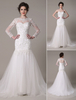 Pailletten-Kleid abnehmbare Ausschnitt Spitze Applique Meerjungfrau Gericht Zug Braut Brautkleid Milanoo