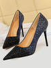 Pailletten Party Schuhe Frauen spitzen Zehen Slip auf High Heel Abendschuhe
