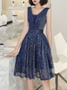 Pailletten Partykleid 2021 Ärmellos Knielang Lace Up Plissee Homecoming Anlass Kleider