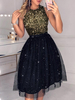 Pailletten-Partykleider Schwarzes ärmelloses; halbformelles Kleid