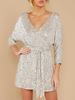 Pailletten Partykleider V-Ausschnitt rückenfrei Semi Formal Dress