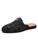 Pantolette Schuhe für Herren Mode PU Leder Plaid Slip-On Casual Hausschuhe