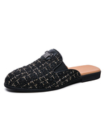 Pantolette Schuhe für Herren Mode PU Leder Plaid Slip-On Casual Hausschuhe