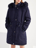 Parka-Mantel für Frauen Tiefblaue Kapuze Langarm Kordelzug Lässige Wintermäntel