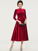 Partykleid für die Brautmutter Stehkragen 3/4 Ärmel A-Linie Schärpe Kleider für Hochzeitsgäste