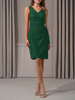 Partykleid für die Brautmutter V-Ausschnitt Ärmellos Mantel Spitze Hochzeitsgast Kleider