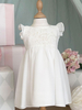 Partykleid für Kinder A-Linie Jewel Neck Kurze Ärmel Spitze Applique Eric White Short Dress