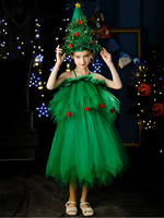 Partykleid für Weihnachten Grüner Weihnachtsmann-Baum-Polyester-Faser-Hut-Kleid Weihnachtsferien Kostüme Full Set