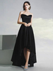 Partykleid mit Cocktail Mode A-Linie Asymmetrisches trägerloses ärmelloses schwarzes Festzugskleid