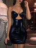 Partykleid Schwarze Träger Neck Sexy ärmellose Bleistiftkleider