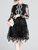 Partykleider Black Jewel Neck Langarm Semi Formal Dress