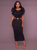 Partykleider Black Jewel Neck Rüschen Kurzarm High Low Design Semi Formal Dress