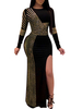 Partykleider Blondes Juwel Hals Hals Pailletten Langarm Semi Formales Kleid