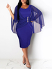 Partykleider Blue Jewel Neck Strasssteine Ärmelloses; geschichtetes; halbformales Kleid mit Etuikleid