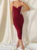 Partykleider Burgund Träger Neck Sleeveless Backless Semi Formelles Kleid