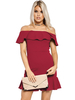 Partykleider Burgunder Bateau Neck Open Shoulder Semi Formal Dress