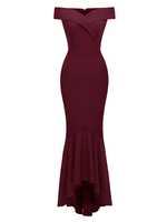 Partykleider Burgunderrot Bateau-Ausschnitt Ärmellos Langes; figurbetontes Semi-formelles Kleid