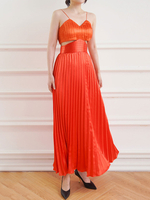 Partykleider Oragnge Red Ärmelloses Polyester Semi Formal Dress Sommer Maxikleid