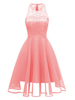 Partykleider Pink Jewel Neck Ärmelloses Spitze Chiffon Polyester Semi-formelles Kleid
