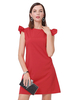 Partykleider Red Jewel Neck Ärmelloses; knielanges; halbformales; überlagertes Kleid