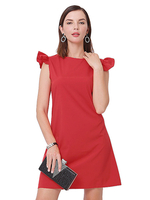Partykleider Red Jewel Neck Ärmelloses; knielanges; halbformales; überlagertes Kleid