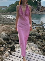 Partykleider Rosa Halfter Reißverschluss Ärmelloses Sommer Unregelmäßiges Halbformelles Kleid