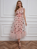 Partykleider Rosa ärmelloses rückenfreies Polyester-Halbformkleid mit V-Ausschnitt