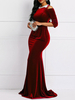 Partykleider Roter Jewel Neck Half Sleeves Polyester Bodenlanges Semi-formelles Kleid