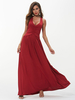 Partykleider Roter V-Ausschnitt Ärmelloses Polyester Sexy Langes Halbformelles Kleid
