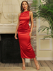 Partykleider Rotes; ärmelloses; rückenfreies; halbformelles Kleid mit Schnürung