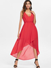 Partykleider Rotes ärmelloses unregelmäßiges Chiffon-Sommer-Halbformkleid mit V-Ausschnitt