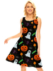Partykleider Schwarz Jewel Neck Paspeln Ärmellos Halloween Printed Stretch Semi-formelles Kleid