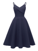 Partykleider Tintenblau Träger Ausschnitt Ärmelloses Polyester Semi-formelles Kleid