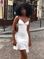 Partykleider Weiße Träger Hals Ärmellos Sexy Kurzes Halb Formales Kleid