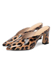 Patent spitze Zehen Pantoletten Chunky Heel Leopard Zebra Print Hausschuhe