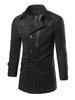 Pea Coat Turndown Kragen Langarm Button lässig Herrenmantel schwarz