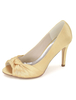 Peep-Hochzeit Schuhe verdrehten Detail Satin High Heel Brautschuhe