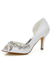 Peep Hochzeit Schuhe weiß Jeweled Cut-out Slip-on High Heel Brautschuhe