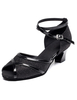 Peep Toe lateinamerikanische Tänze Sandalen Schwarz Riemen Glitter Heels für Frauen